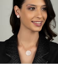 Gümüş Zirkon Taşlı Madalyon Tasarım Set (Rose)