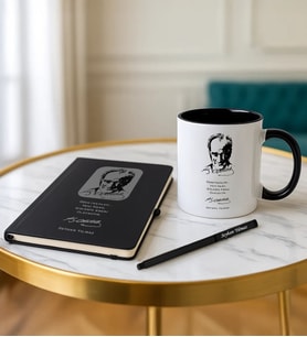 BK Gift Kişiye Özel Atatürk Temalı Siyah Defter Kalem Kupa Seti - 2