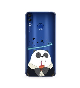 Panda Tasarımlı Süper Şeffaf Silikon Telefon Kılıfı Huawei Honor 8c