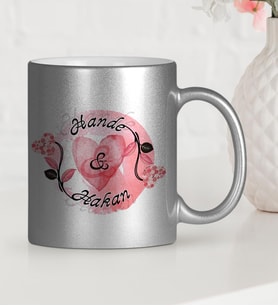 BK Gift Kişiye Özel Sevgililer Günü Temalı Gümüş Yaldızlı Kupa Bardak  7