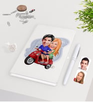 BK Gift Kişiye Özel Sevgililer Karikatürlü Beyaz Defter Kalem Seti-10