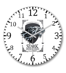 House Stark Duvar Saati Bombeli Gercek Cam