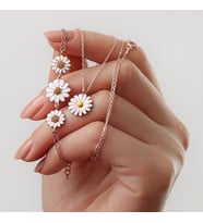 925 Ayar Gümüş Papatya Kolye Bileklik Set