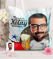 BK Gift Kişiye Özel Şerefe Karikatürlü  Yastık  1