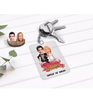 BK Gift Kişiye Özel Sevgililer Günü Evleniyoruz Karikatürlü Şeffaf Pleksi Anahtarlık-10 (Beyaz)
