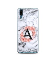 Mermer Çiçekli Harf Tasarım Süper Şeffaf Silikon Telefon Kılıfı Huawei P20  A-Ha