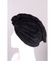 Mikrofiber Düğmeli Saç Kurulama Havlu Bone (Siyah)