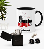 BK Gift Kişiye Özel Baba Adayı Siyah Kupa Çakmak Kol Düğmesi Seti-1 (Model 1)
