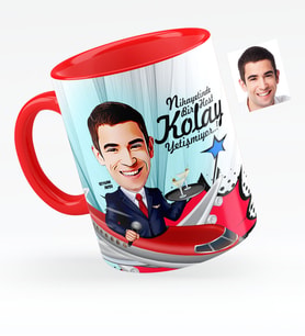 BK Gift Kişiye Özel Host Karikatürlü Kırmızı Kupa Bardak  1