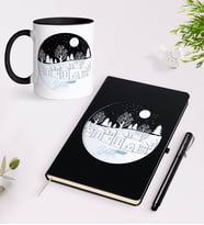 BK Gift Kişiye Özel Yılbaşı Mutlu Yıllar Siyah Defter Kalem ve Kupa Seti-24 (Model 1)