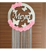Kişiye Özel Pleksi Bebek Kapı Süsü (Gümüş)