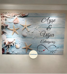 100x70cm Söz, Nişan, Kına Gecesi, Düğün İçin Kişiye Özel Branda Afiş Arka Fon