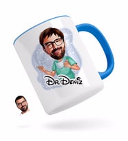 BK Gift Kişiye Özel Erkek Cerrah Karikatürlü Mavi Kupa Bardak-1