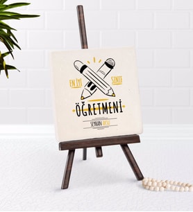 BK Gift Kişiye Özel En İyi Sınıf Öğretmeni Şovaleli Doğal Taş-5 (Beyaz)