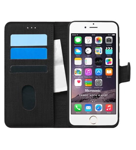 Microsonic Apple iPhone 6S Plus Kılıf Fabric Book Wallet Siyah
