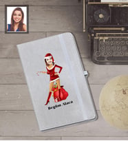 Kişiye Özel Yılbaşı Bayan Karikatürlü Gri Defter Model-8
