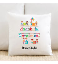 Anaokulu Öğretmenine Özel İsimli Yastık