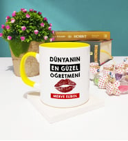 Dünyanın En Güzel Öğretmeni Kupa Bardak Sarı