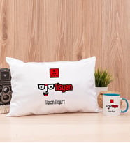 Optisyen Dikdörtgen Yastık ve Mavi Kupa Bardak