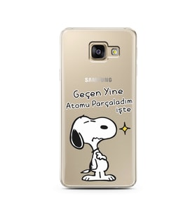 Snoopy Tasarımlı Süper Şeffaf Silikon Telefon Kılıfı Samsung A3 (2017)