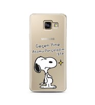 Snoopy Tasarımlı Süper Şeffaf Silikon Telefon Kılıfı Samsung A3 (2017)