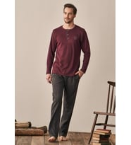 Feyza Erkek Pijama Takımı (Bordo)