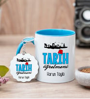 Tarih Öğretmeni Mavi Kupa Bardak Ve Anahtarlık Set
