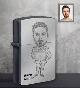 Kişiye Özel Öğretmen Karikatürlü Siyah Benzinli Çakmak Bay-9