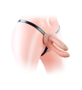 Lilitu Shop Belden Bağlamalı 12,5 cm İçi Boş İkili Çatal Strapon Penis