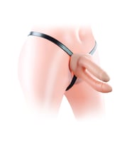 Lilitu Shop Belden Bağlamalı 12,5 cm İçi Boş İkili Çatal Strapon Penis