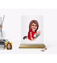 BK Gift Kişiye Özel Kız Çocuk Karikatürlü Ahşap Standlı Çerçeve-2 (Beyaz)