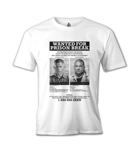 Prison Break - Wanted For Beyaz Erkek Tshirt