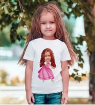 BK Gift Kişiye Özel Kız Çocuk Prenses Karikatürlü Beyaz T-Shirt-2 (Beyaz)