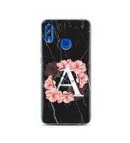 Mermer Çiçekli Harf Tasarım Süper Şeffaf Silikon Telefon Kılıfı Huawei Honor 10 