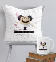BK Gift Kişiye Özel Kimya Öğretmeni Temalı Yastık Kupa Seti - 3