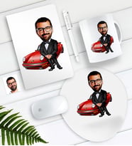 BK Gift Kişiye Özel Bay Patron Karikatürlü Defter Kalem Kupa Mouse Pad Seti (Model 1)