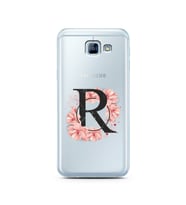 Pembe Çiçekli Harf Tasarım Süper Şeffaf Silikon Telefon Kılıfı Samsung A8 (2016)