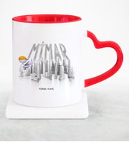 BK Gift Kişiye Özel Mesleki Mimar Kırmızı Kalpli Kupa Bardak  1