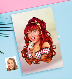 BK Gift Kişiye Özel Kadın Karikatürlü Beyaz Defter-54