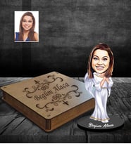 Kişiye Özel Bayan Karikatürlü Ahşap Biblo Kutulu Model-5