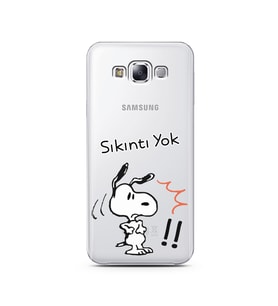 Snoopy Tasarımlı Süper Şeffaf Silikon Telefon Kılıfı Samsung E7