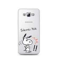 Snoopy Tasarımlı Süper Şeffaf Silikon Telefon Kılıfı Samsung E7