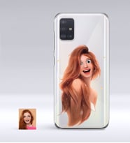 BK Gift Kişiye Özel Kadın Animasyon Karikatürlü Samsung Galaxy A51 İnce Şeffaf Silikon Telefon Kapağı-9 (Beyaz)