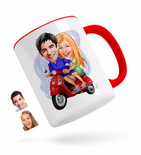 BK Gift Kişiye Özel Sevgililer Karikatürlü Kırmızı Kupa Bardak-10