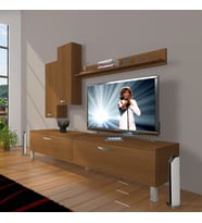 Decoraktiv Eko 7 Slm Std Krom Ayaklı Tv Ünitesi Tv Sehpası (Ceviz)