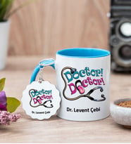 Doktor Doktor Mavi Kupa Bardak Ve Anahtarlık Set