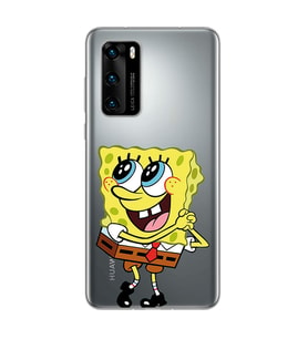 Süngerbob Tasarımlı Süper Şeffaf Silikon Telefon Kılıfı Huawei P40