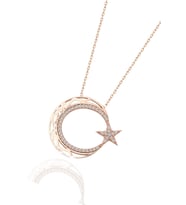 Söğütlü Silver Ayyıldız Modeli Rose Gümüş Kolye