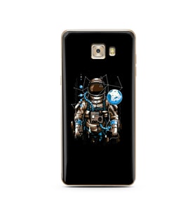 Uzay Astronot Tasarım Süper Şeffaf Silikon Telefon Kılıfı Samsung C7 Pro 