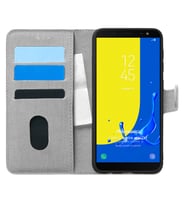 Microsonic Samsung Galaxy J6 Kılıf Fabric Book Wallet Gri